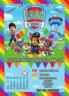 Personalised Paw Patrol Invites