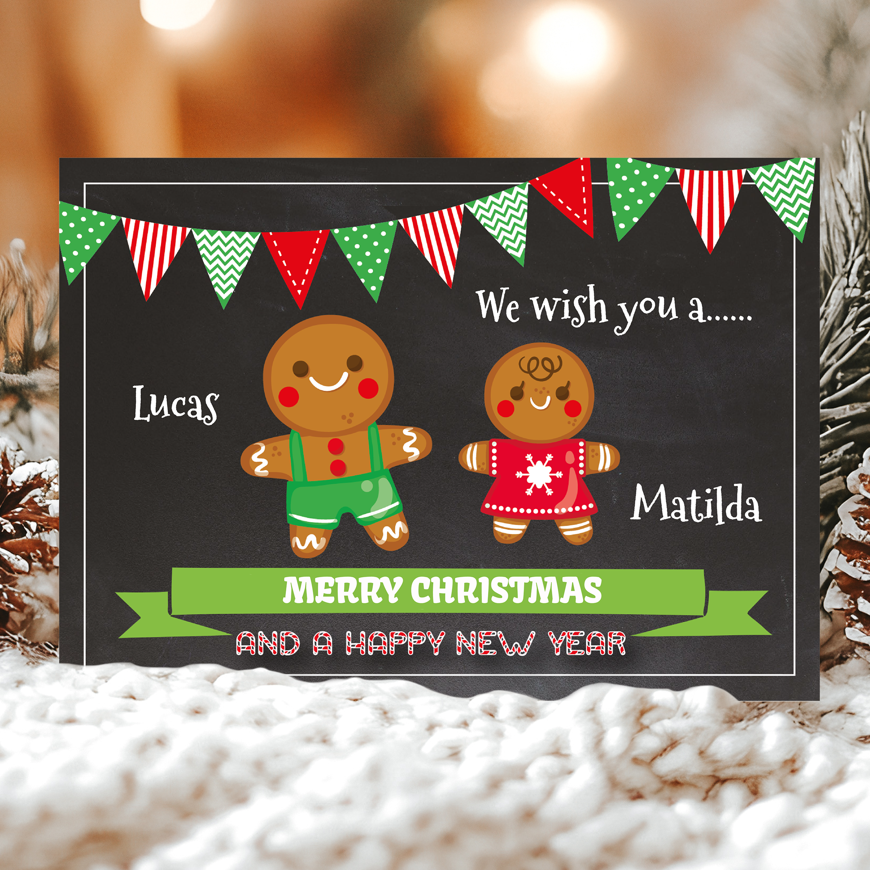 FLAT Family Christmas Cards, Personalized Christmas Card