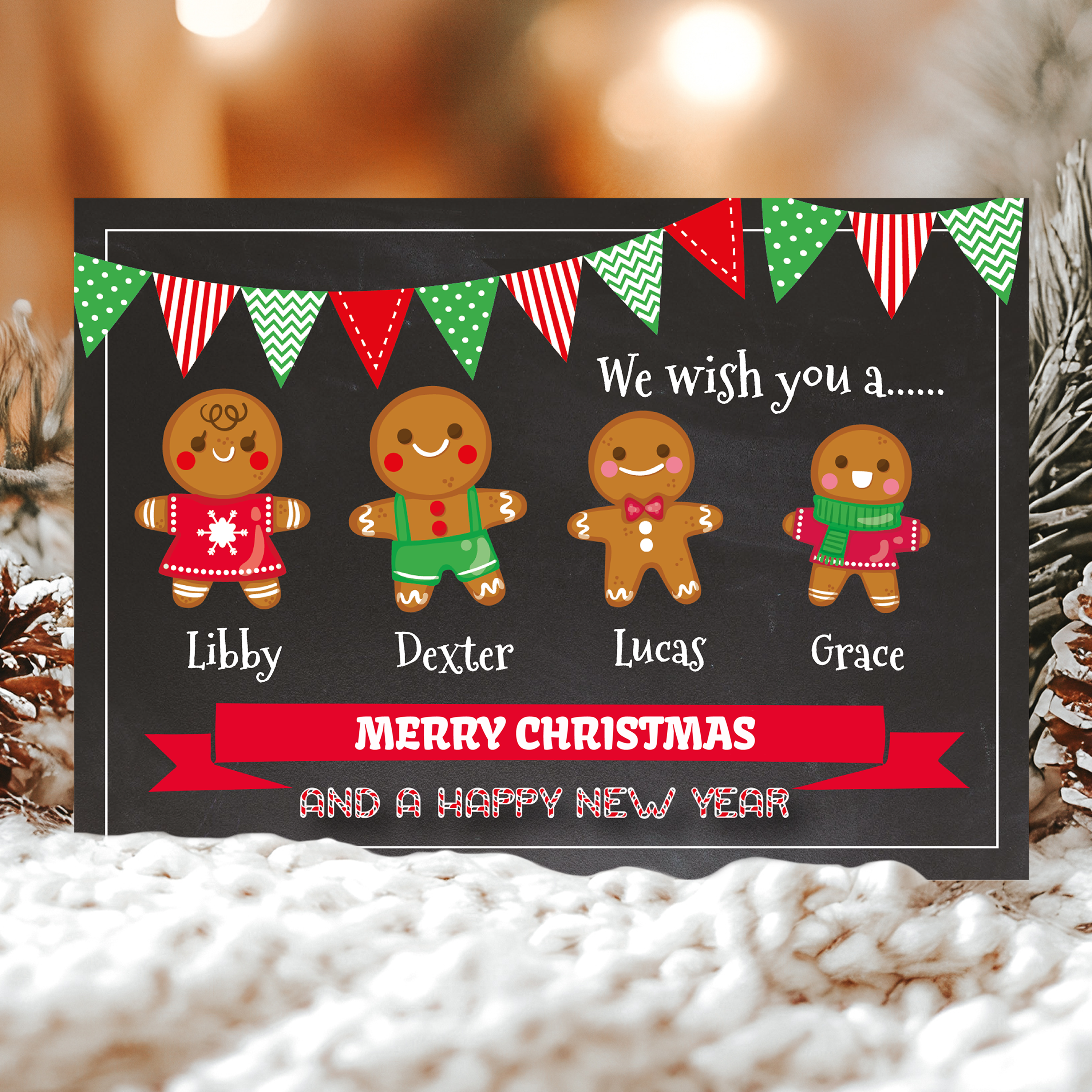 FLAT Custom Family Christmas Cards, Christmas Card Pack