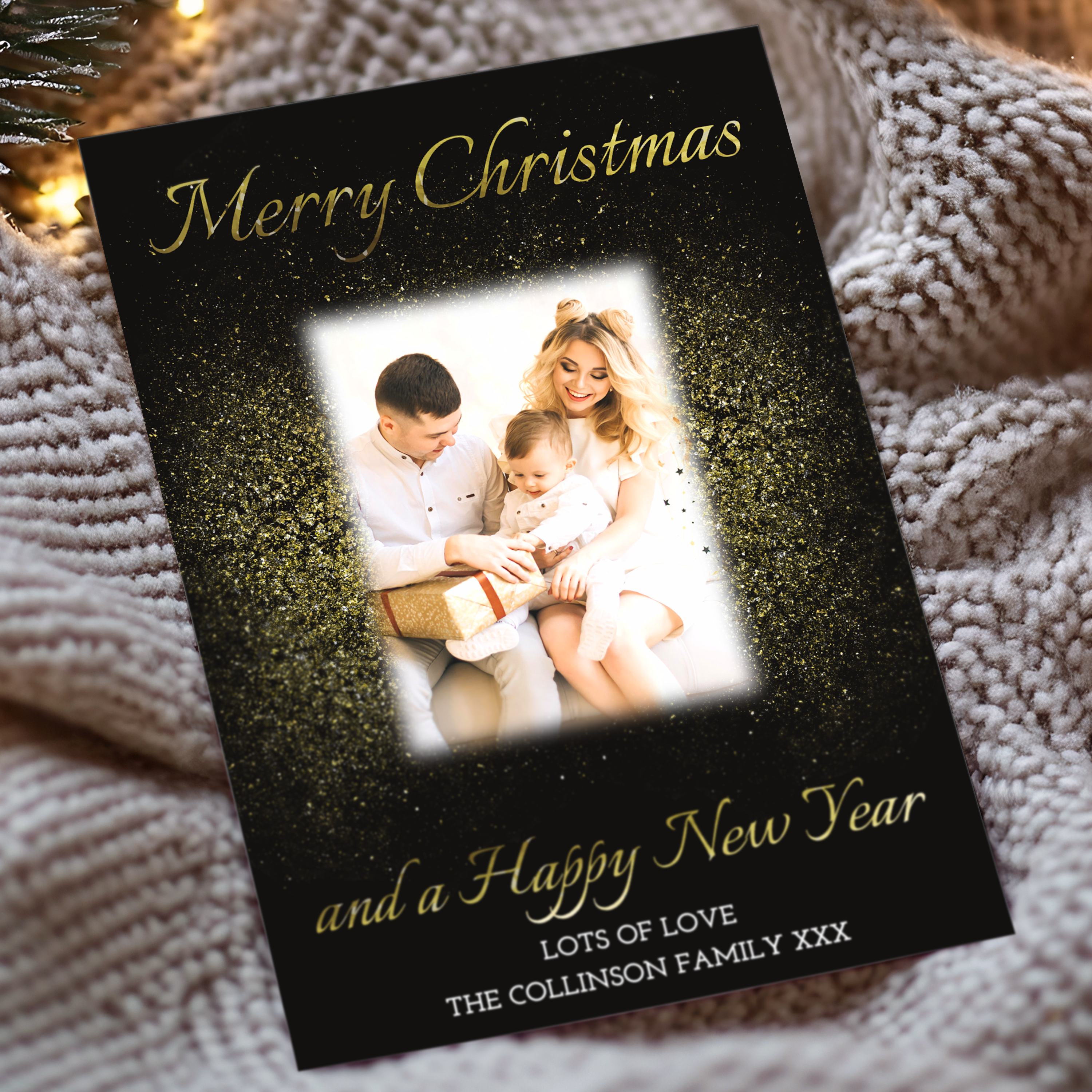 FLAT Christmas Card With Photo Insert, Custom Family Christmas Cards