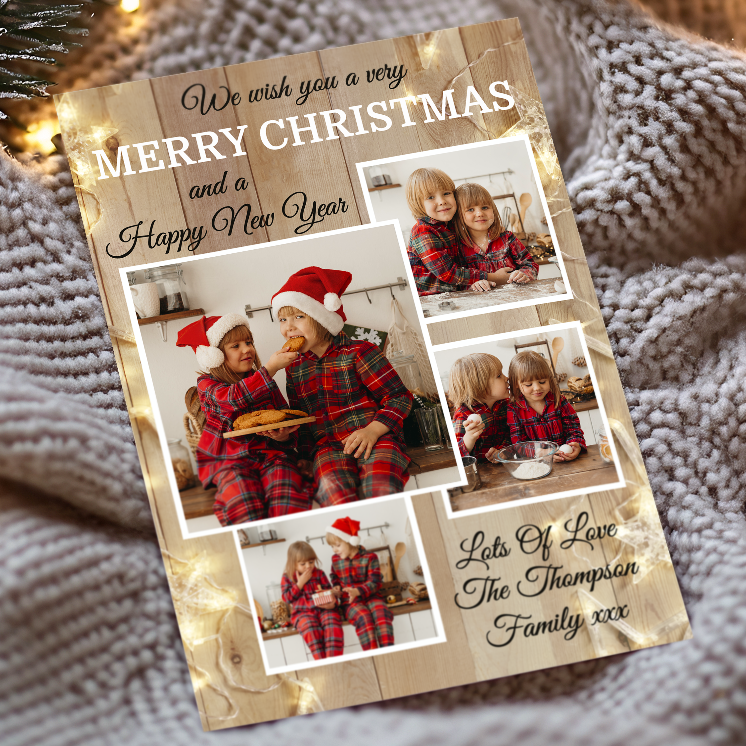 FLAT Custom Festive Christmas Card, Family Christmas Cards Personalized