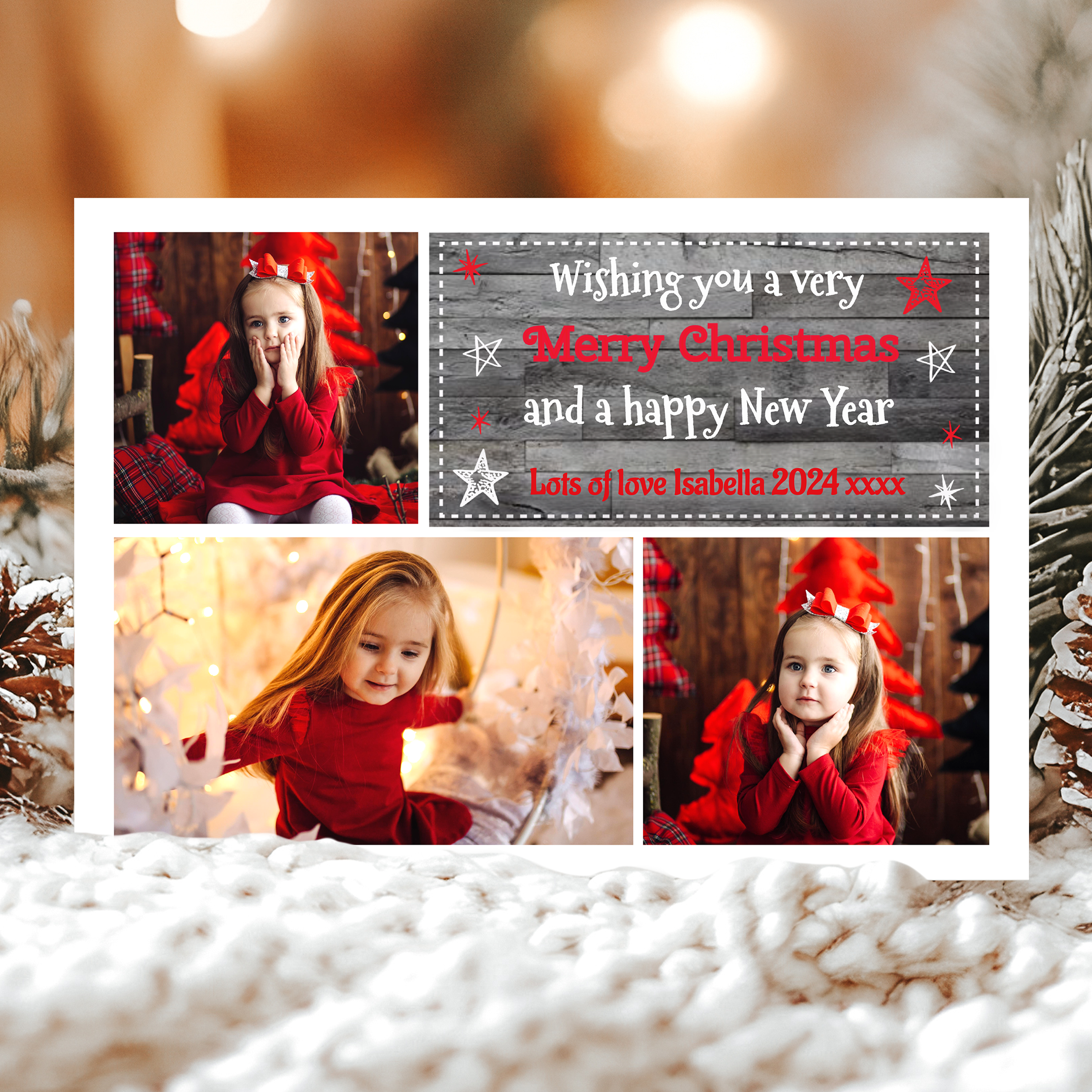 FLAT Christmas Cards With Photos, Personalized Christmas Cards