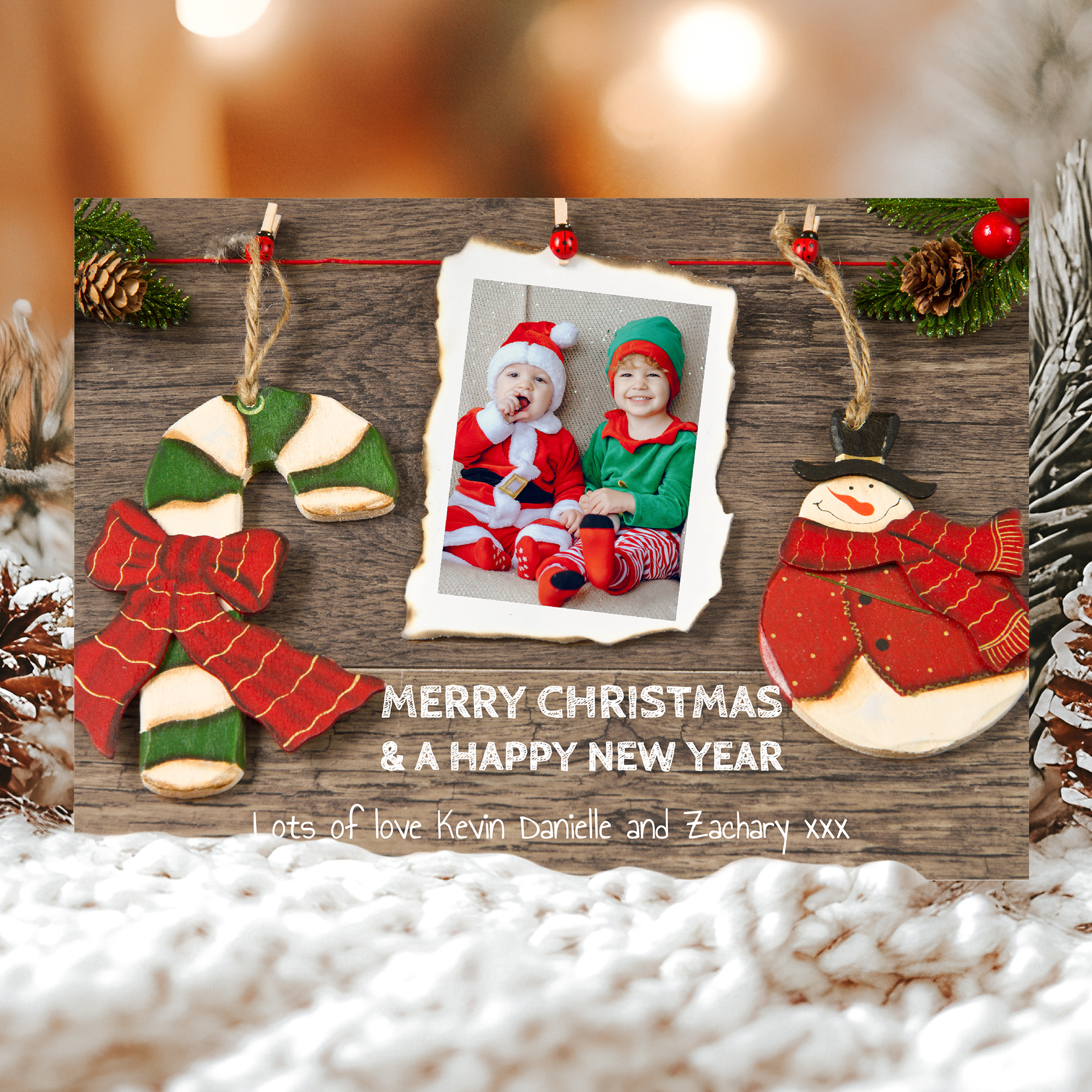 FLAT Custom Baby Christmas Cards, Christmas Card Pack With Photo