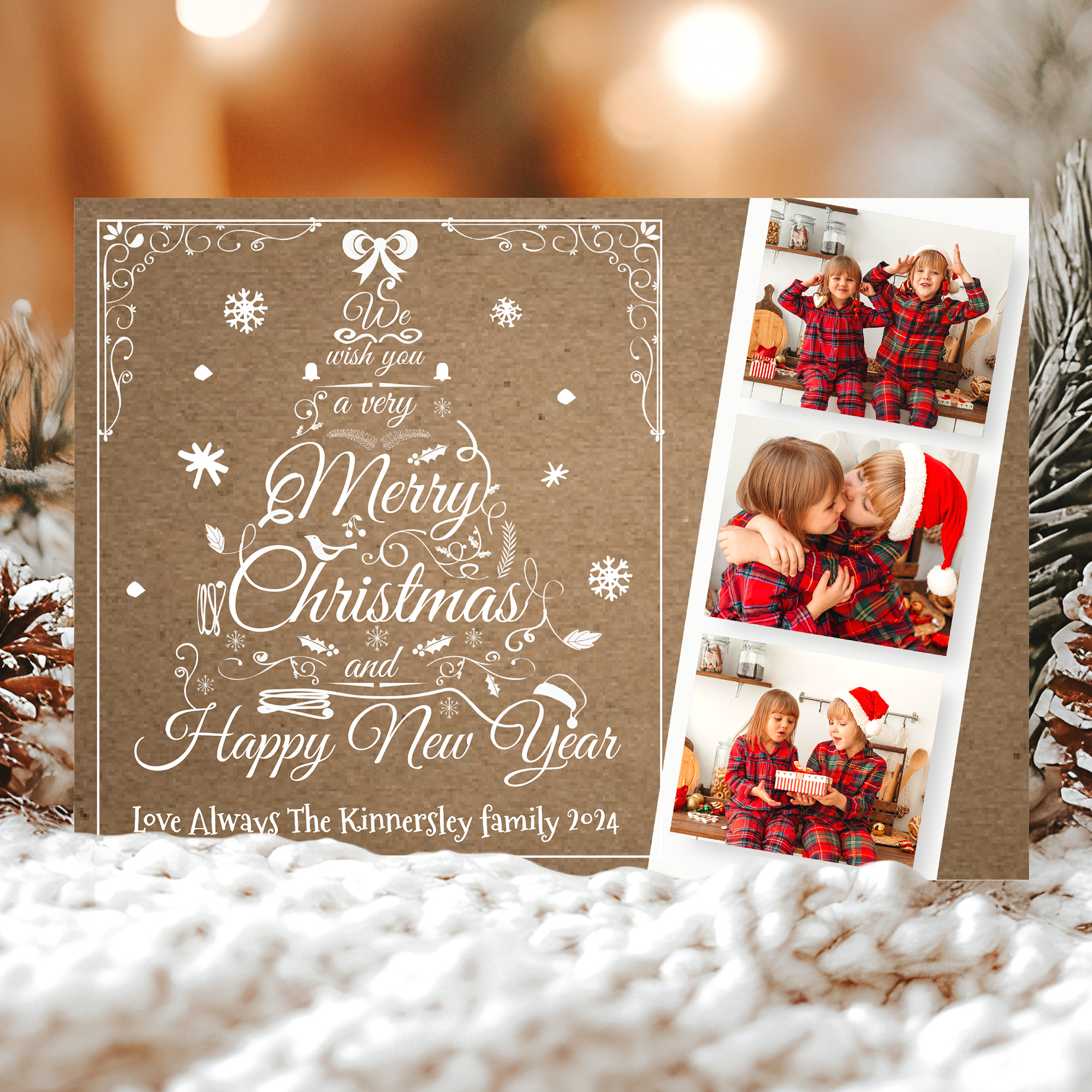 FLAT Christmas Photo Cards, Merry Christmas Cards Personalized